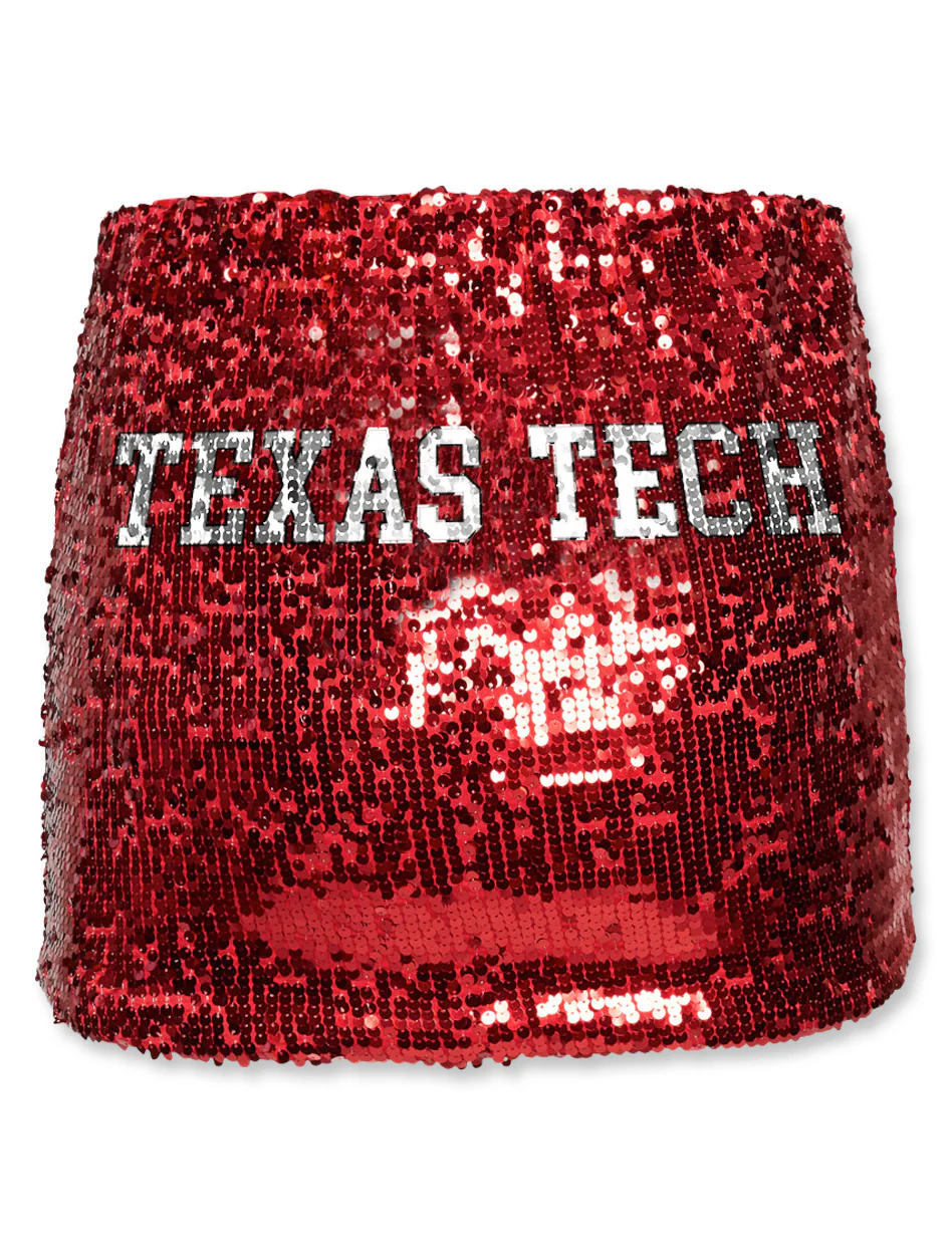 Texas Tech Hype & Vice Sequin Mini Skirt