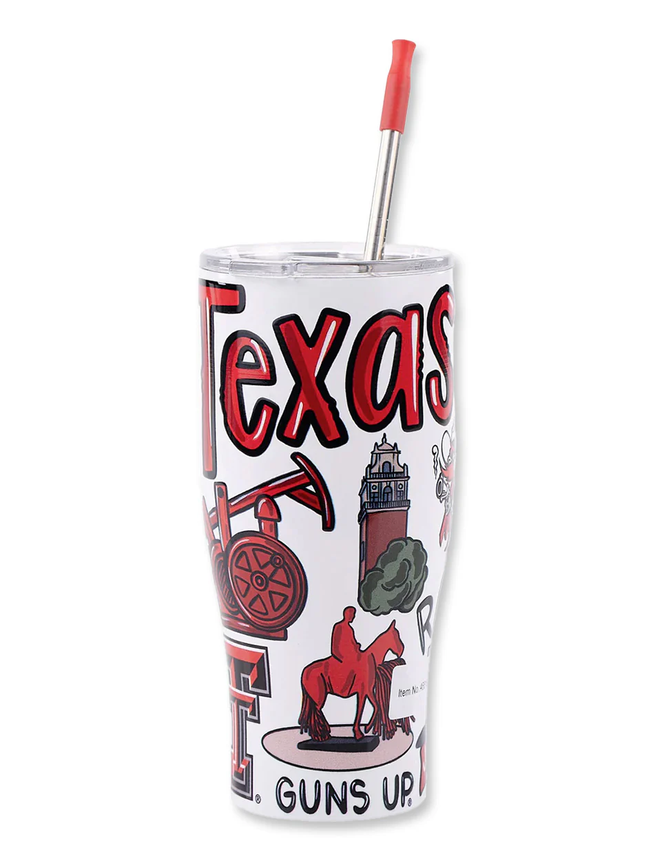 Texas Tech "Icon" Double Walled Tumbler with Straw