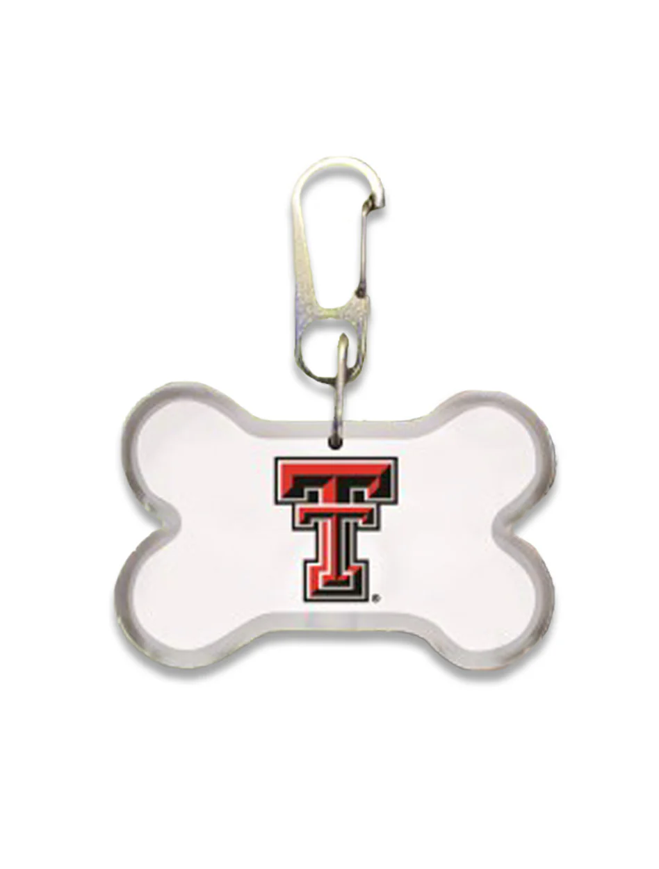 Texas Tech Illuminated Bone Shaped Dog Collar Tag