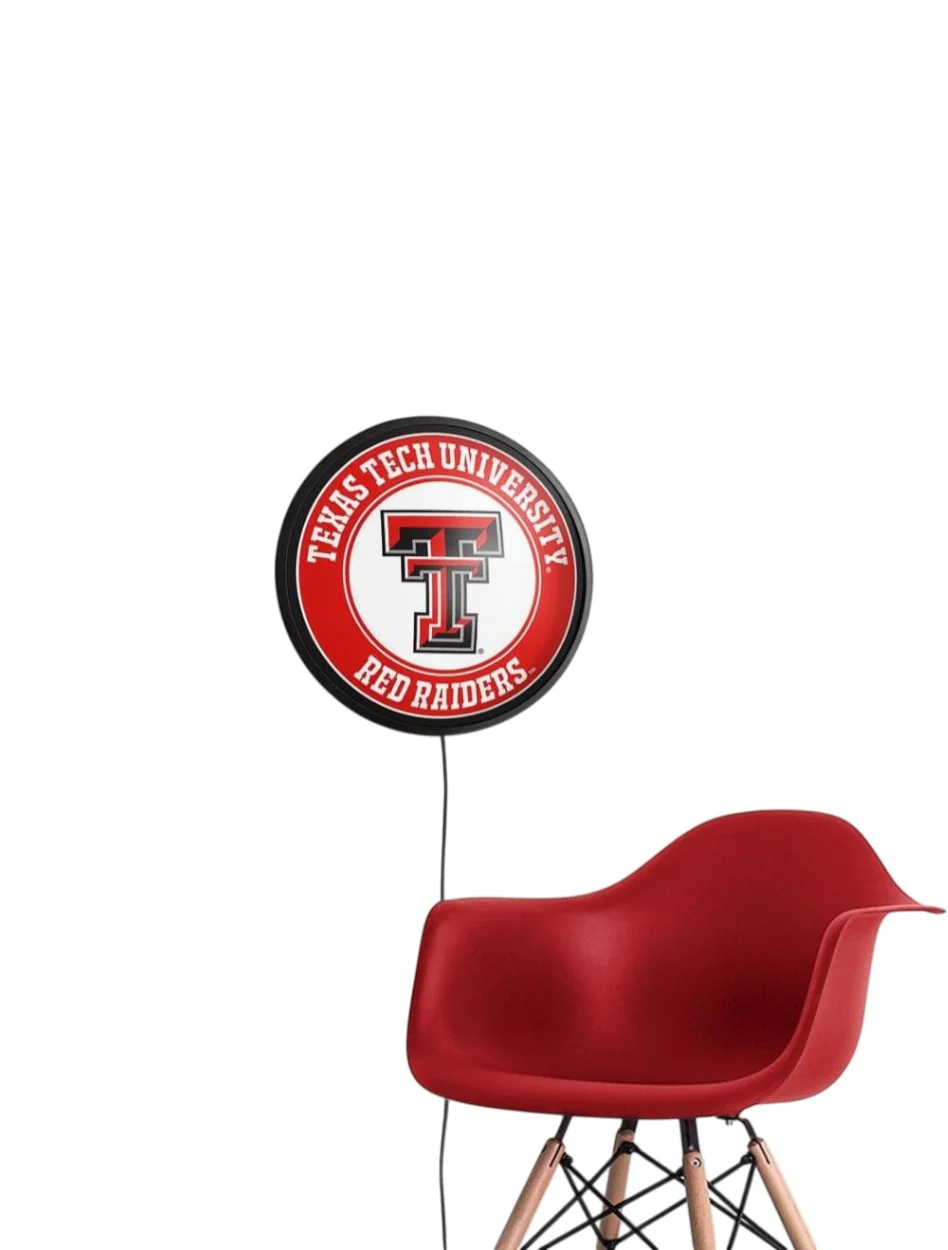 Texas Tech Illuminated Stationary Double T Round Sign - Image 4