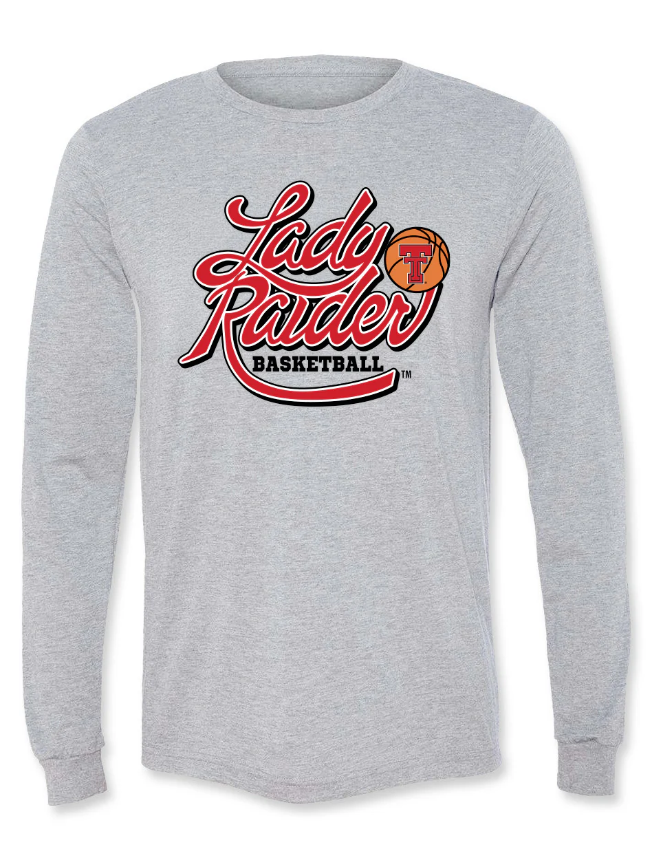 Texas Tech Lady Raiders "Basketball Shadowed" Long Sleeve T-Shirt