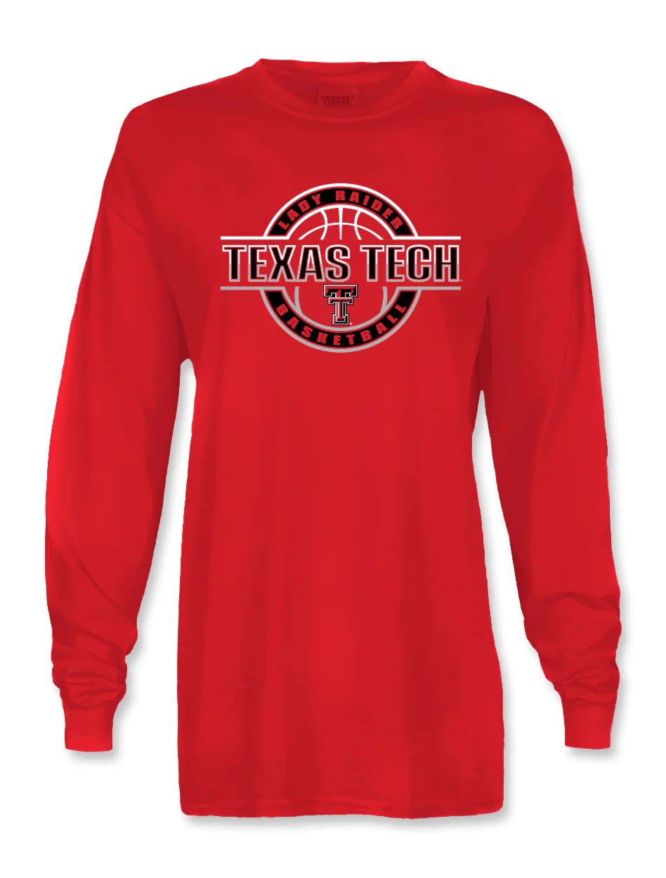 Texas Tech Lady Raiders "Embossed" Basketball RED Performance Long Sleeve
