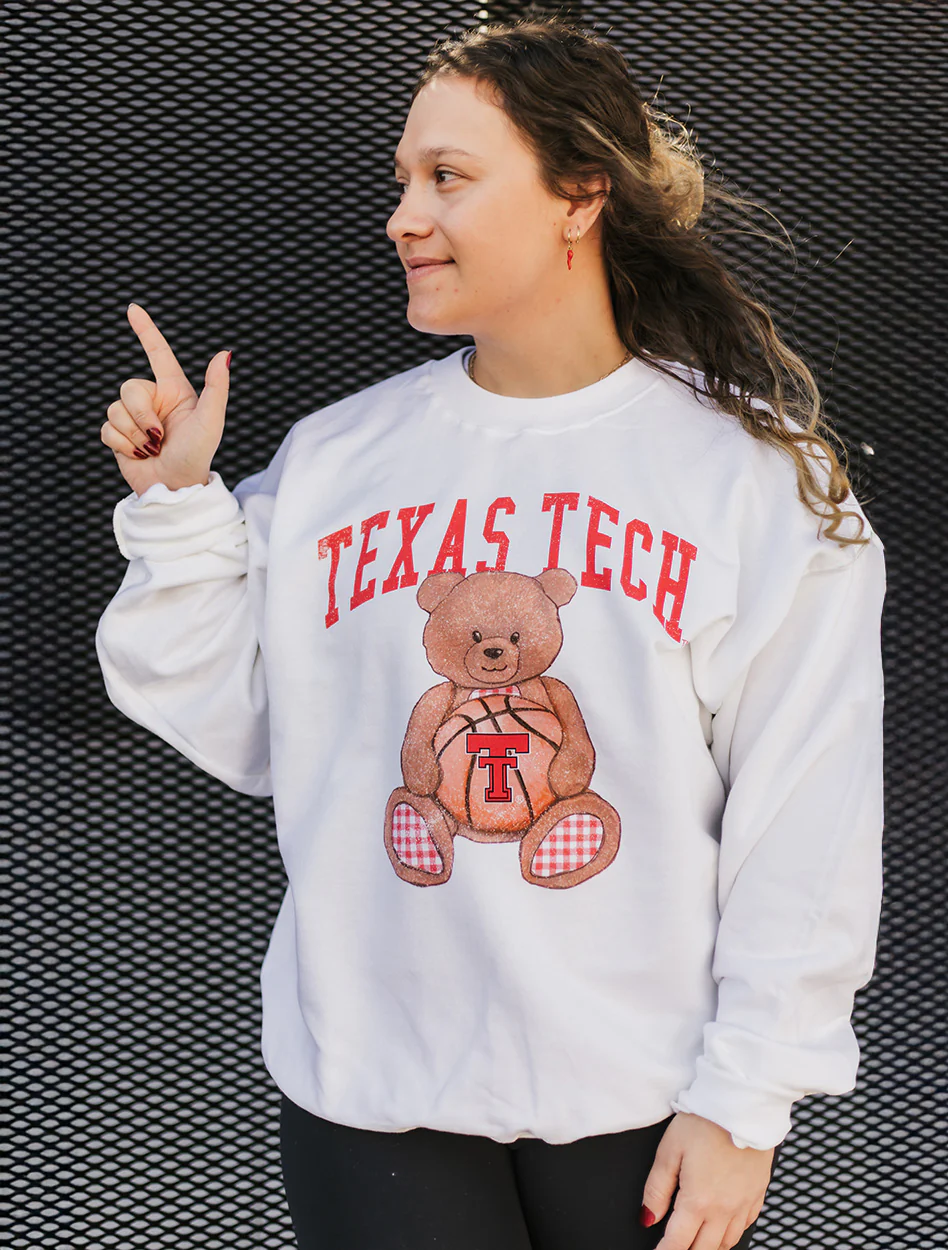 Texas Tech Livy Lu "Basketball Bear" Thrifted Sweatshirt
