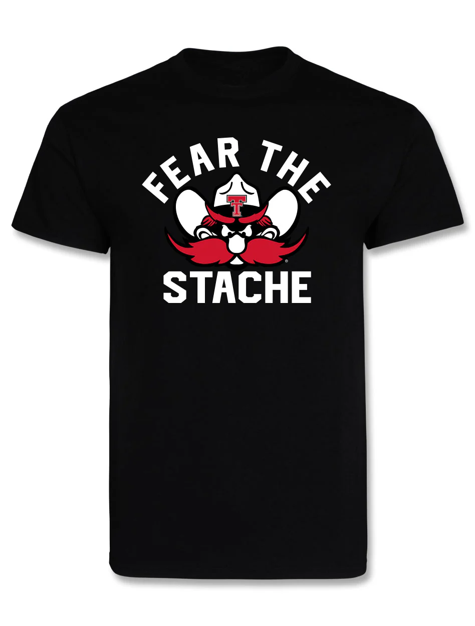 Texas Tech Official Football NIL "Fear the Stache" Jacob Rodriguez Short Sleeve T-Shirt - Image 2