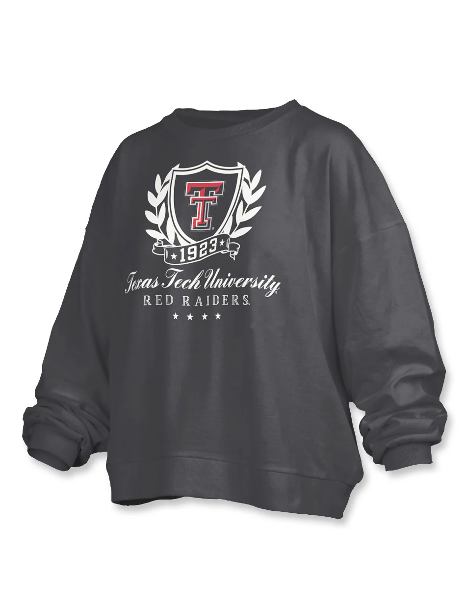Texas Tech Press Box "Field Day" Long Sleeve Oversized Fleece Crew Sweatshirt