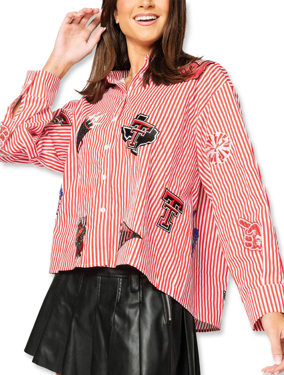 Texas Tech Queen of Sparkles Mini Icon Striped Button Down - Image 2