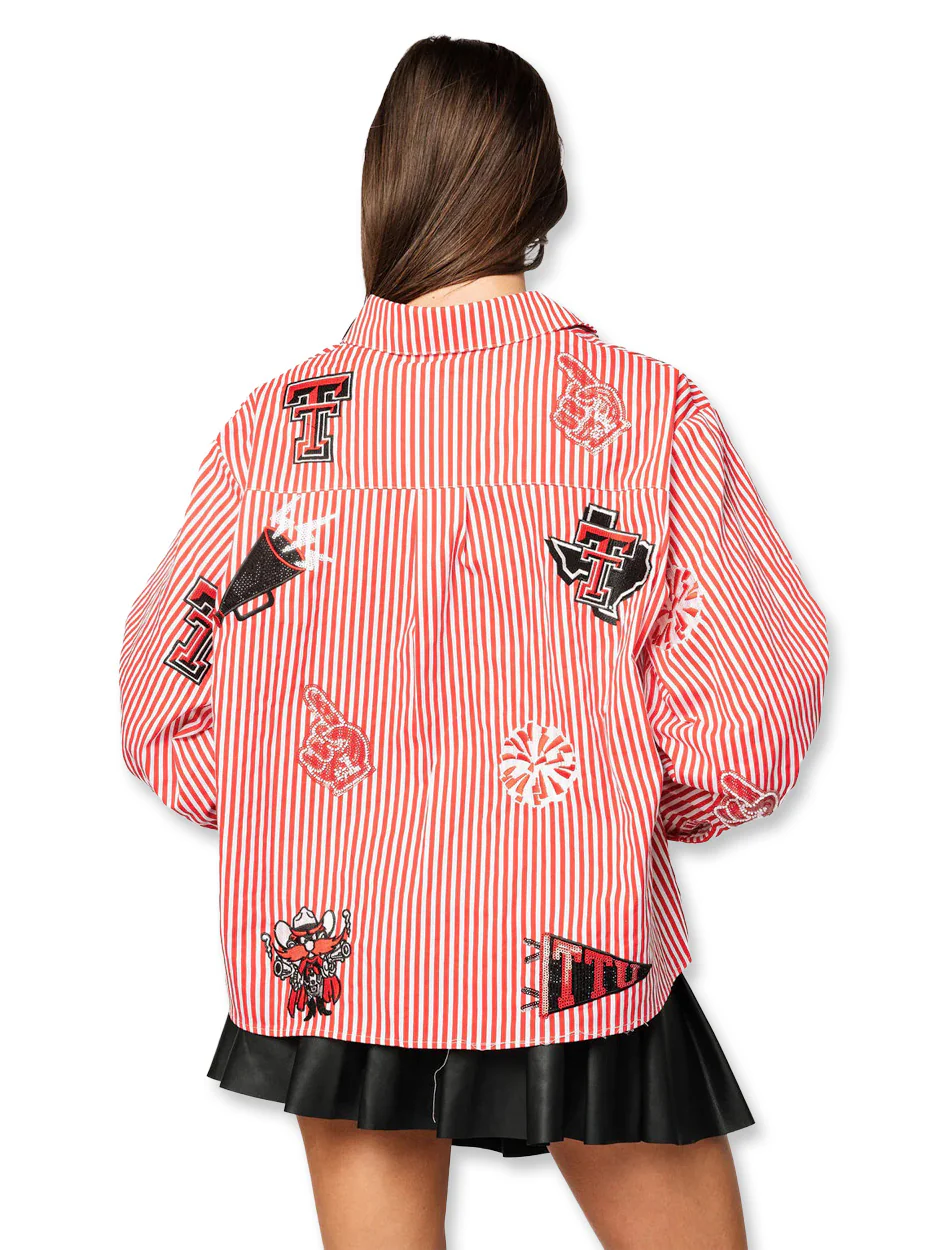 Texas Tech Queen of Sparkles Mini Icon Striped Button Down - Image 3
