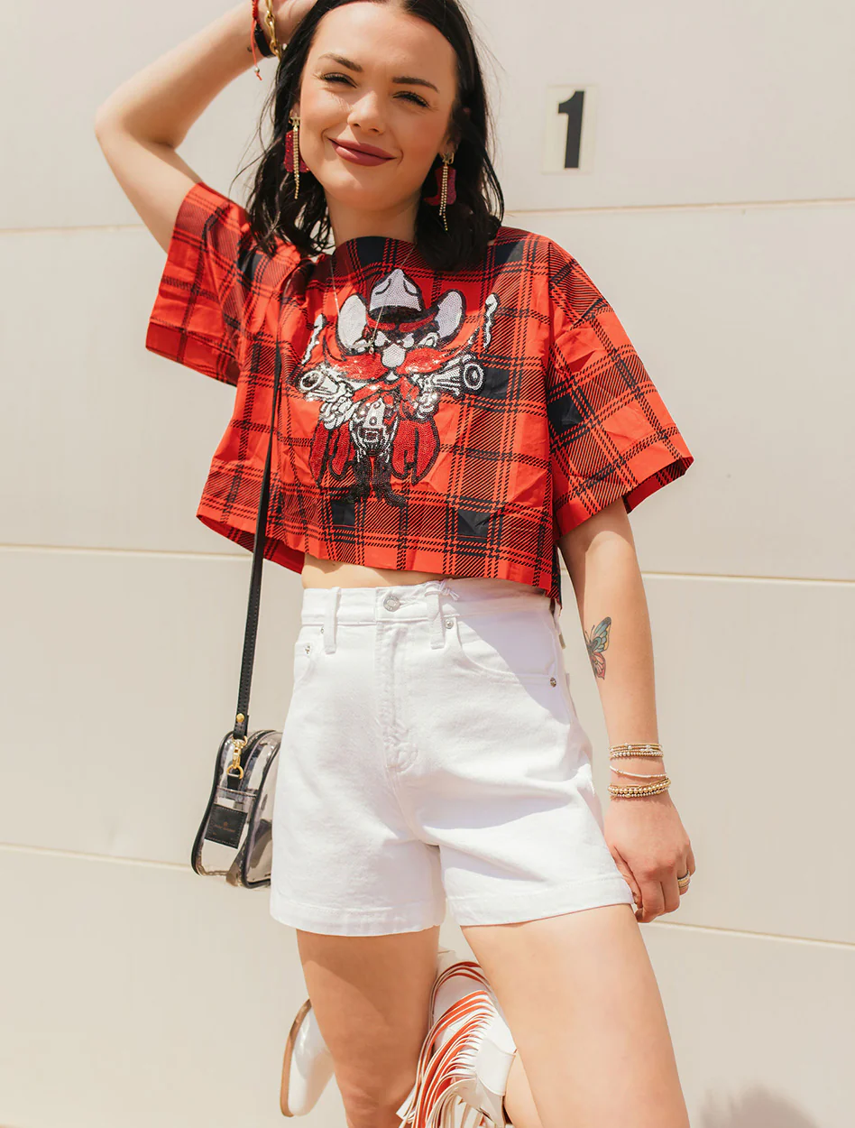 Texas Tech Queen of Sparkles Plaid Mascot Shirt
