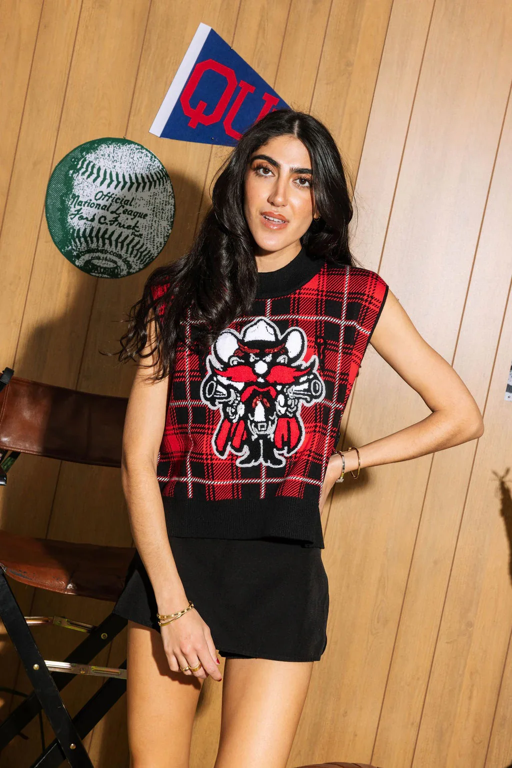 Texas Tech Queen of Sparkles Raider Red Plaid Vest