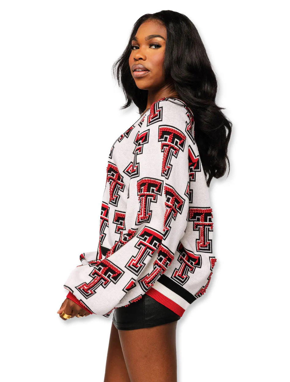 Texas Tech Queen of Sparkles Repeating Beaded Double T Cardigan - Image 4