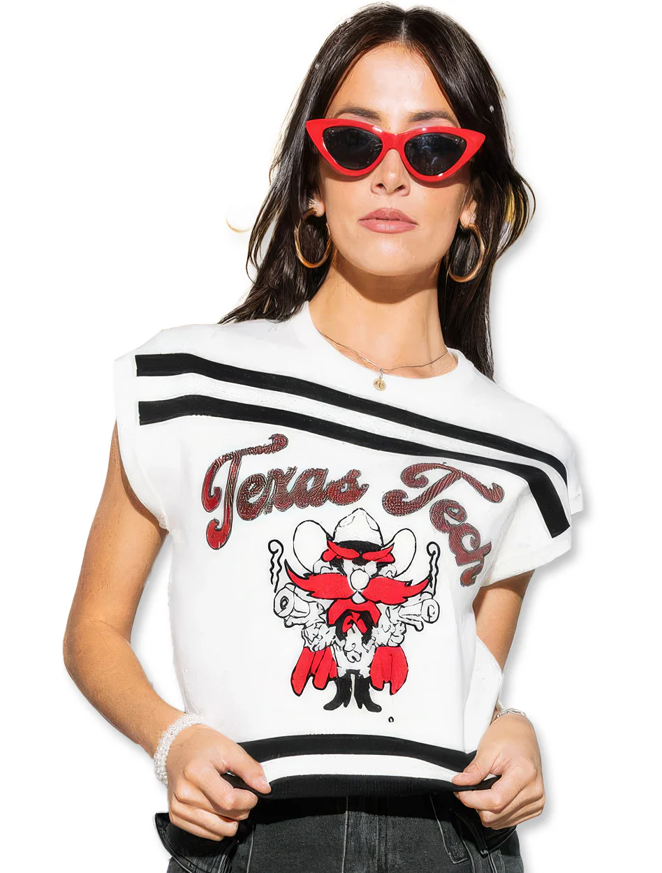Texas Tech Queen of Sparkles "Striped Raider Red" Doleman Top - Image 3