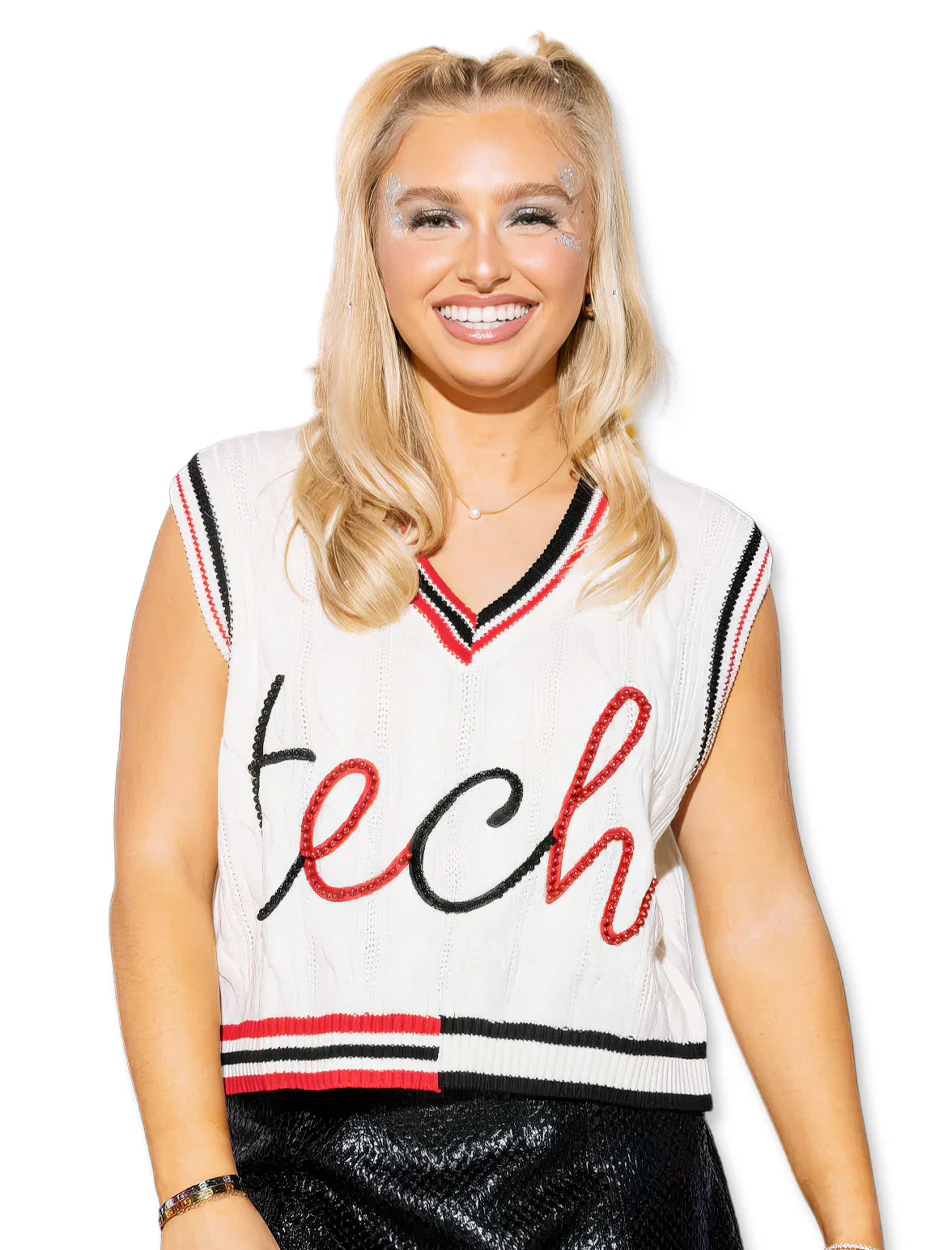 Texas Tech Queen of Sparkles "TECH" V-Neck Oversized Vest - Image 3
