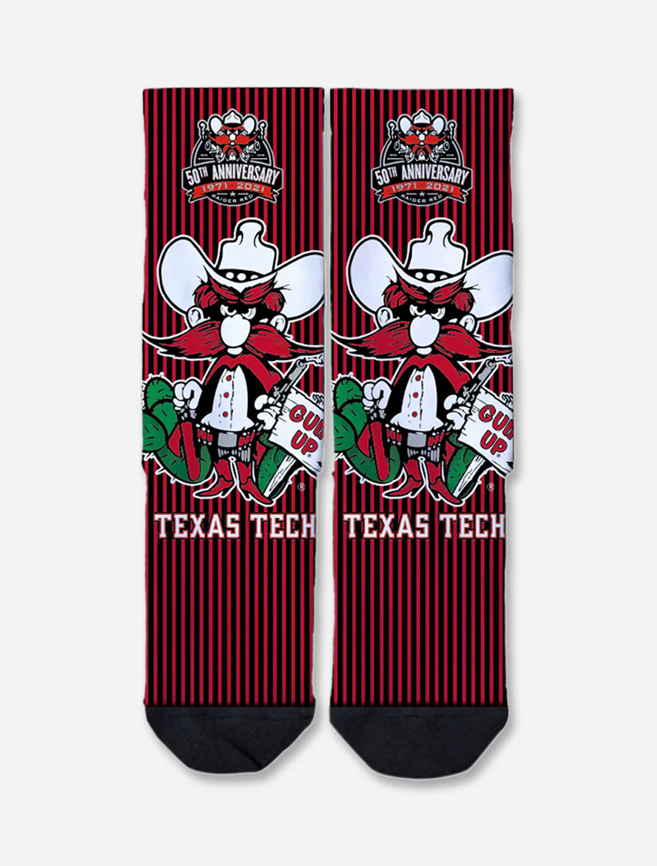 Texas Tech Raider Red 50th Anniversary Crew Sock