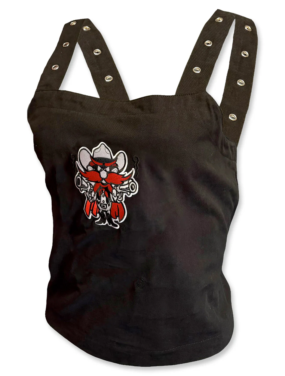 Texas Tech Raider Red "Tithonia" Denim Crop Top with Grommets