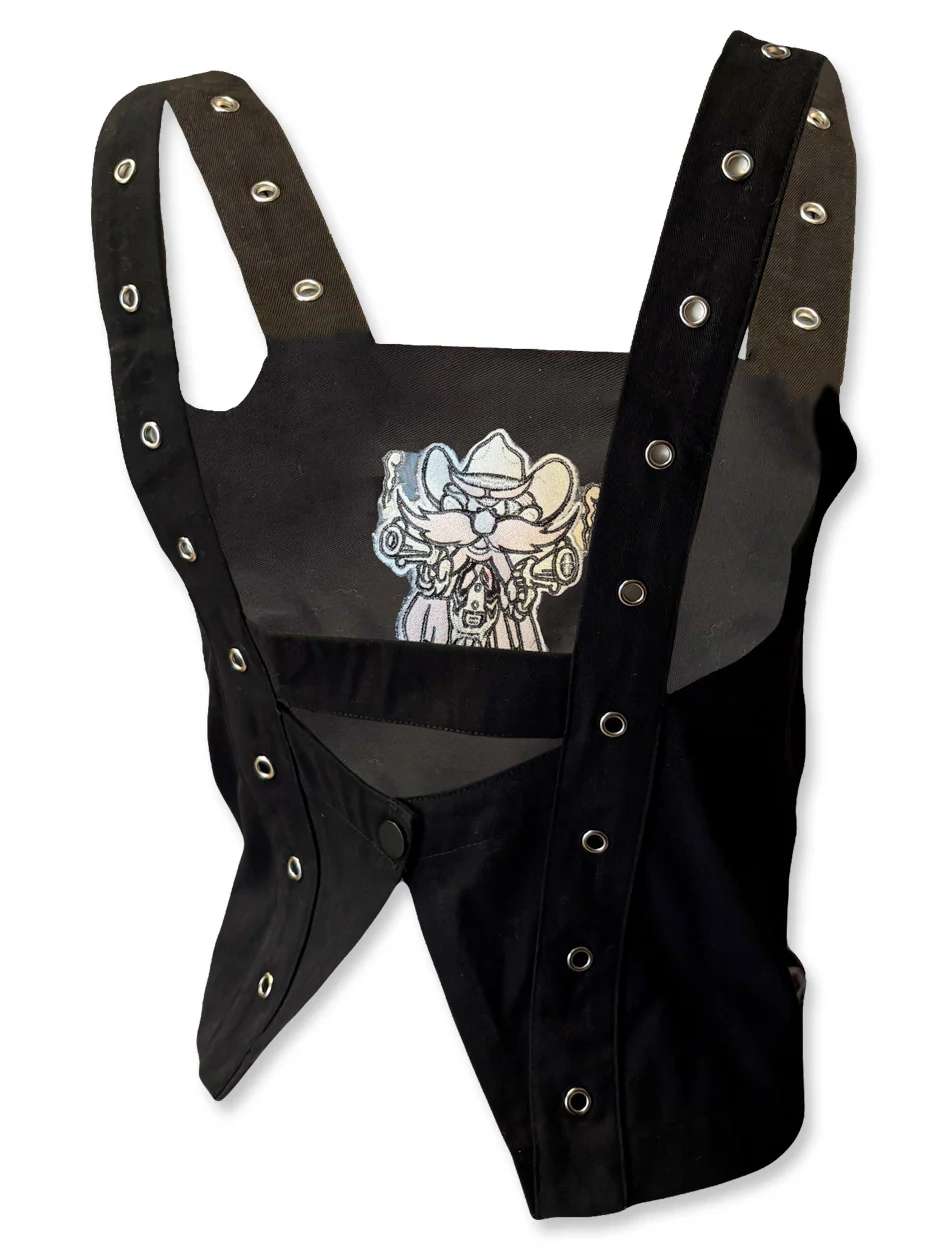 Texas Tech Raider Red "Tithonia" Denim Crop Top with Grommets - Image 2