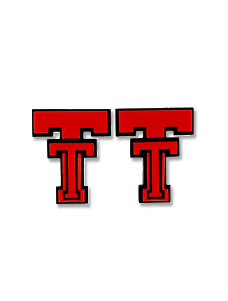 Texas Tech Red and Black Vintage Double T Stud Earrings