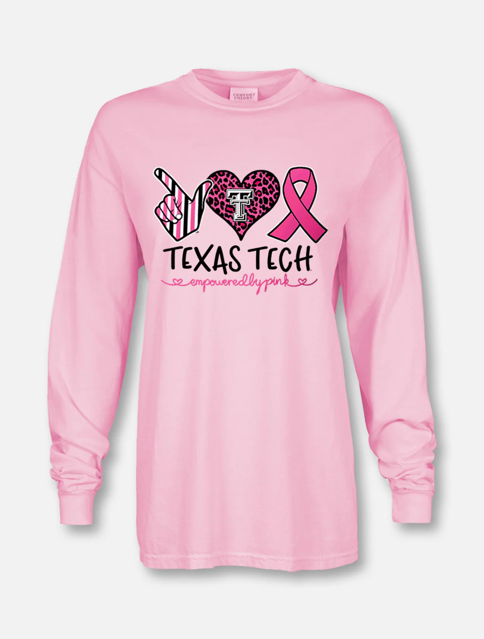 Texas Tech Red Raiders "All Heart Pink Power" Breast Cancer Awareness Long Sleeve T-Shirt