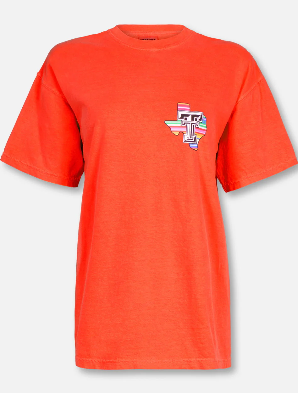 Texas Tech Red Raiders  Baja Blanket Stack on Neon Orange T-Shirt - Image 2