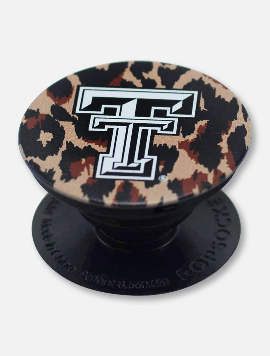 Texas Tech Red Raiders Black and White Double T Cheetah Pop Socket