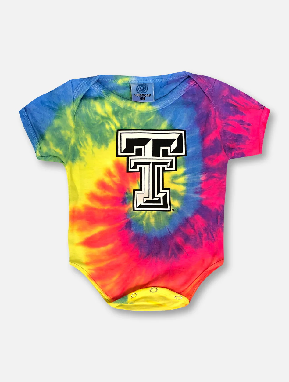 **Texas Tech Red Raiders Black and White Double T Tie Dye INFANT Onesie