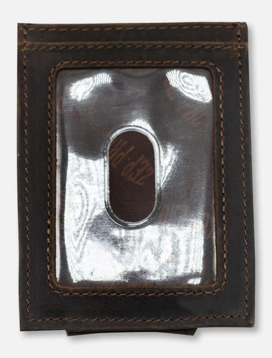 Texas Tech Red Raiders Brown Crazy Horse Leather Front Pocket Wallet - Image 2