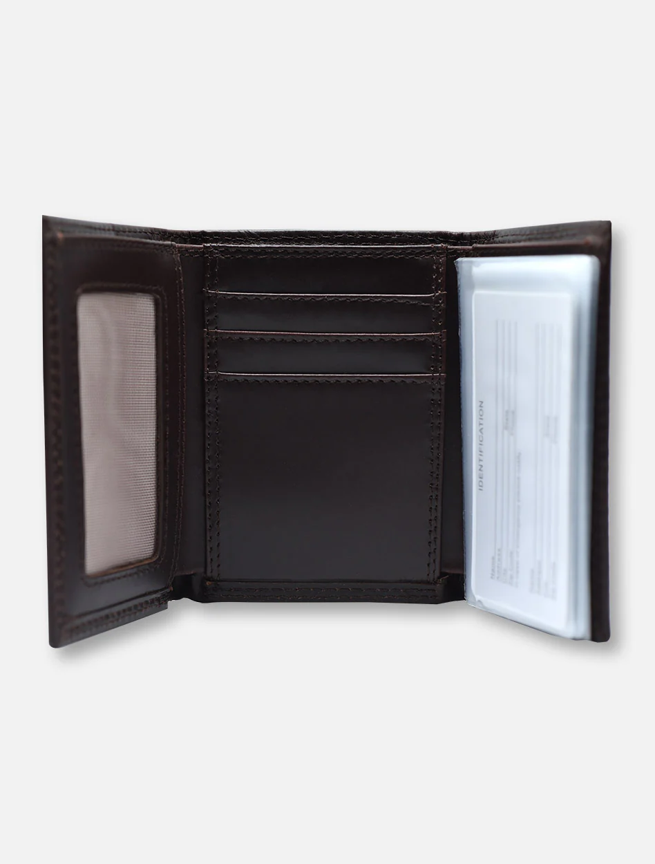 Texas Tech Red Raiders Brown Wrinkle Leather Tri-Fold Wallet with Double T - Image 2