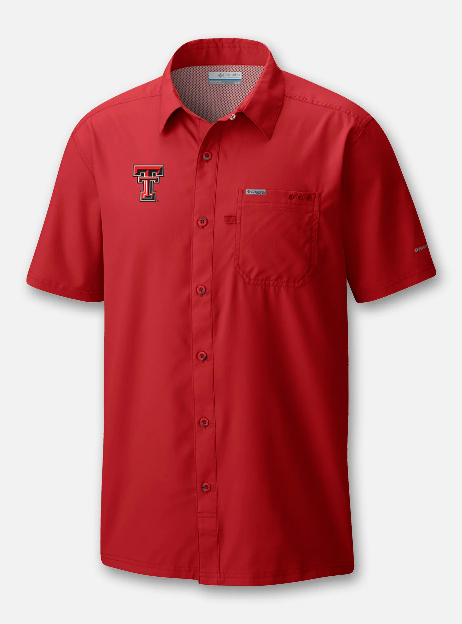 Columbia Texas Tech "Slack Tide" Double T Solid Button Up Shirt - Image 3