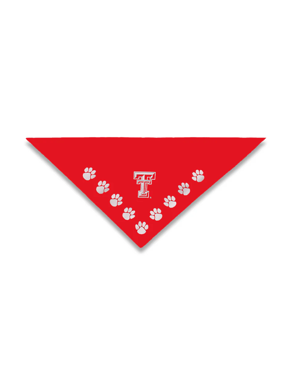 Texas Tech Red Raiders Dog Bandana with White Double T and Paw Prints - Image 2