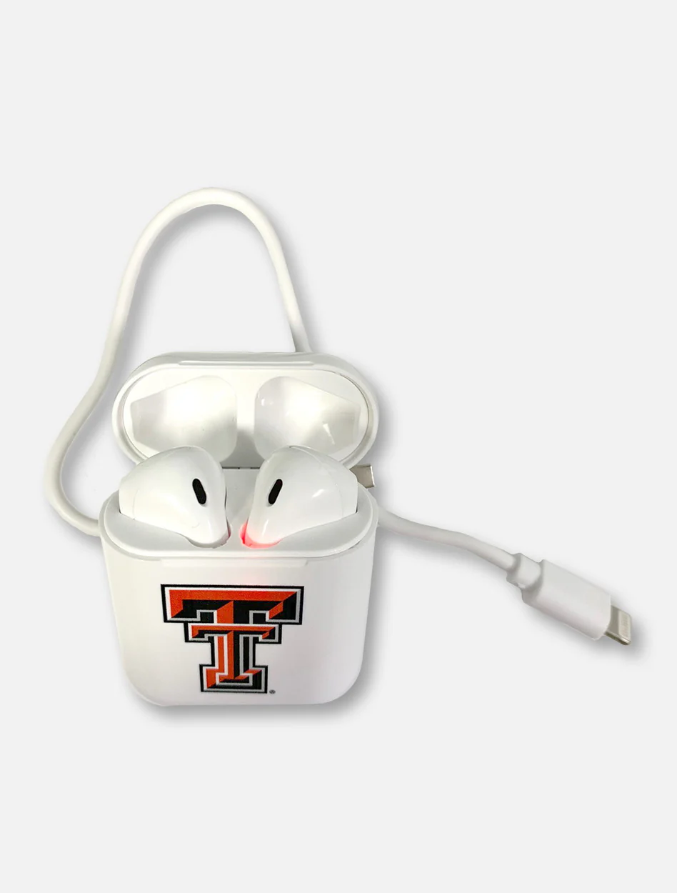 Texas Tech Red Raiders Double T Bluetooth Earbuds With Charging Case - Image 2