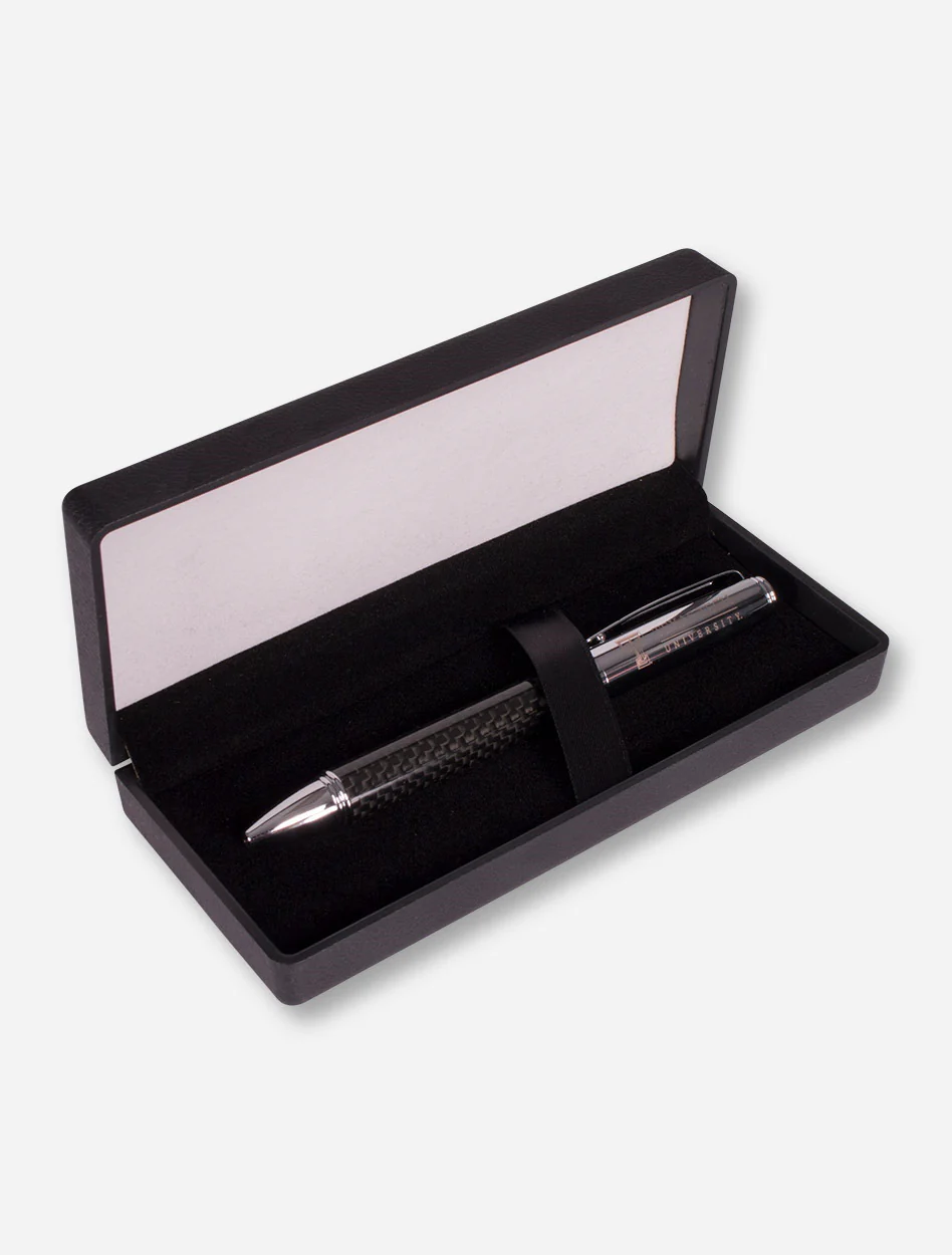 Texas Tech Red Raiders Double T Laser Engraved on Black Carbon Fiber Single Pen with Case