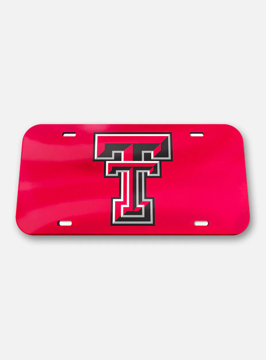 Texas Tech Red Raiders Double T on Red Acrylic License Plate Cover