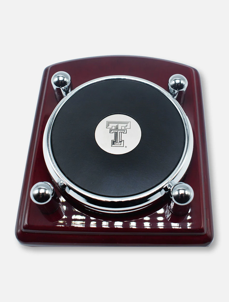 Texas Tech Red Raiders Double T Round Rosewood Finish Coaster Set - Image 7