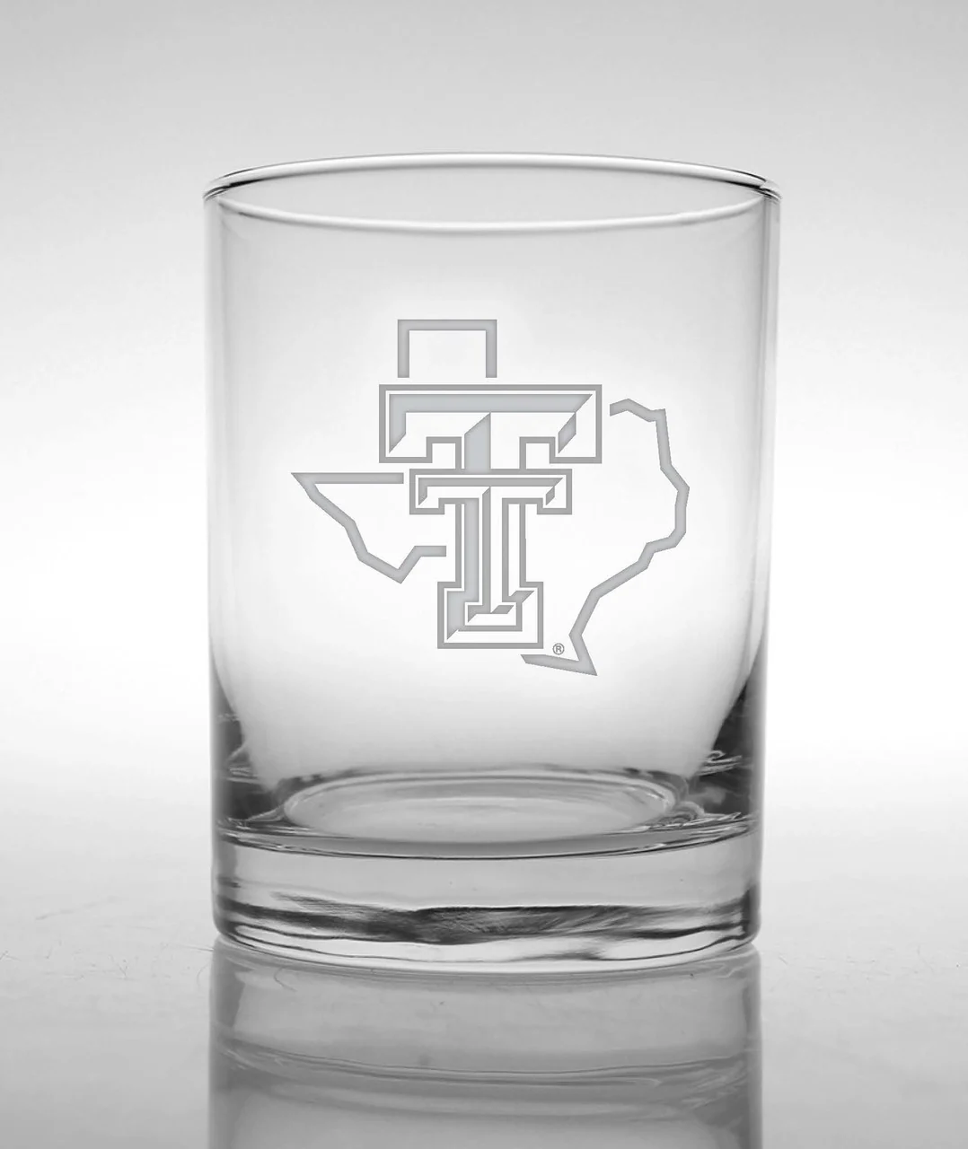Texas Tech Red Raiders Etched Double T Pride Logo Double Old Fashion Glassware