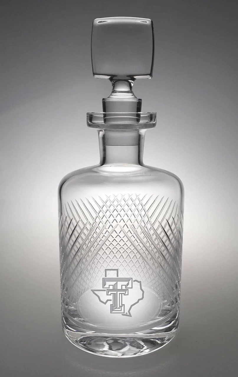Texas Tech Red Raiders Etched Pride Logo "Bourbon Street" Whiskey Decanter
