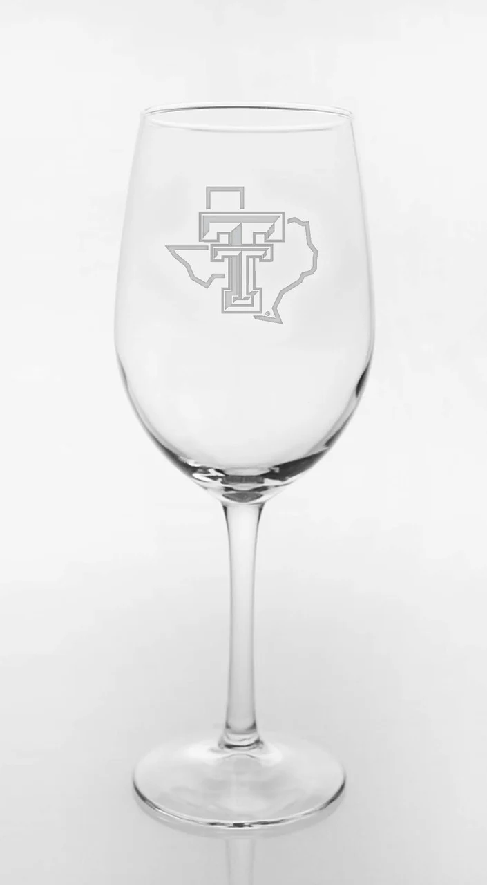 Texas Tech Red Raiders Etched Pride Logo White Wine Glass