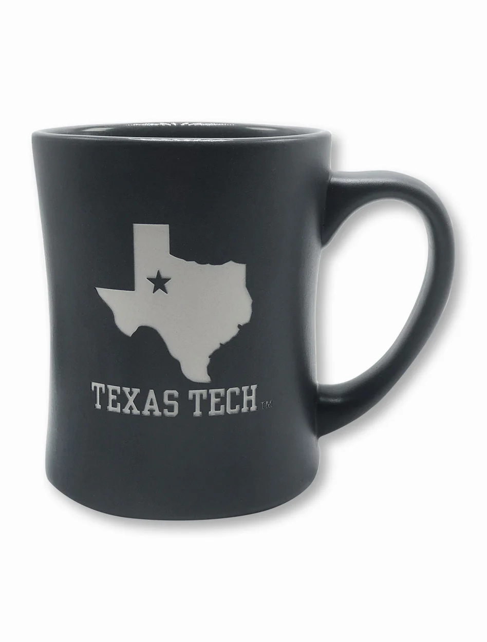 Texas Tech Red Raiders Etched State Silhouette Matte Coffee Mug