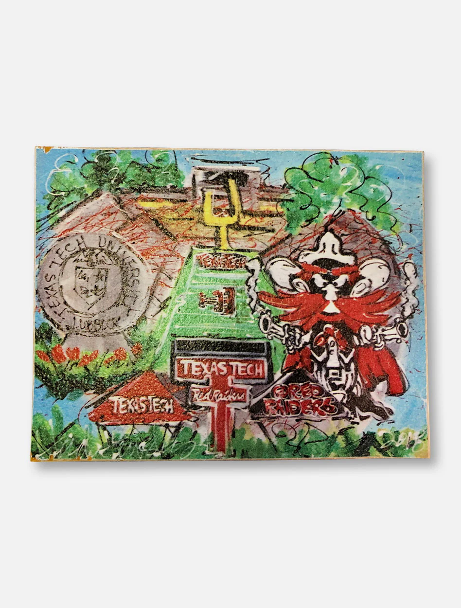 Texas Tech Red Raiders Football Field Wood Magnet