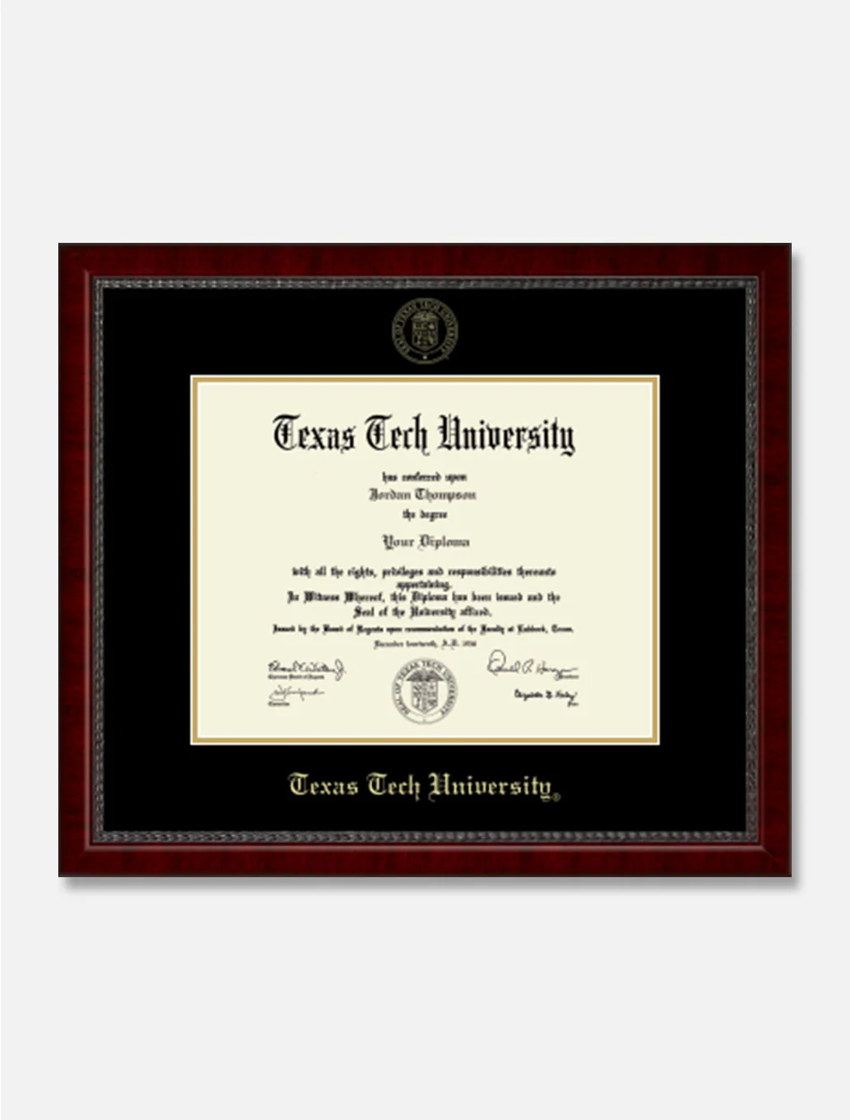 Texas Tech Red Raiders Gold Embossed Diploma Frame in Signature with Black and Gold Mats C6