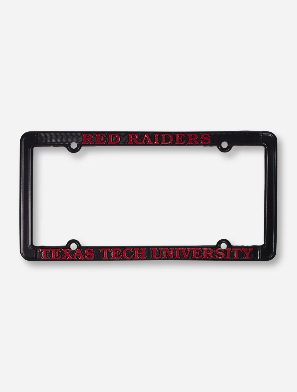Texas Tech Red Raiders on Polished Black Chrome License Plate Frame
