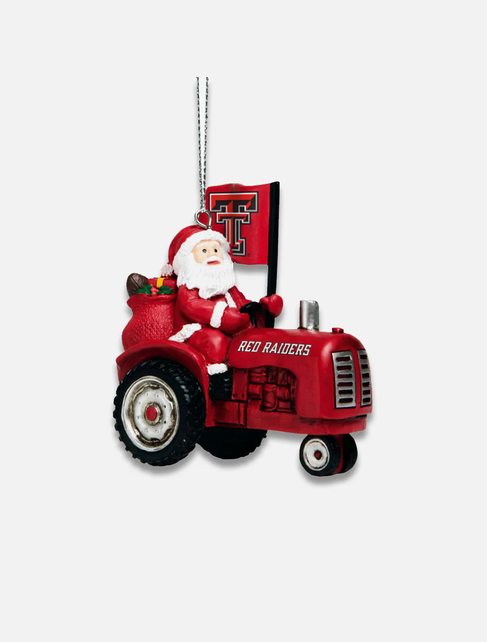 Texas Tech Red Raiders Santa Riding Tractor Ornament