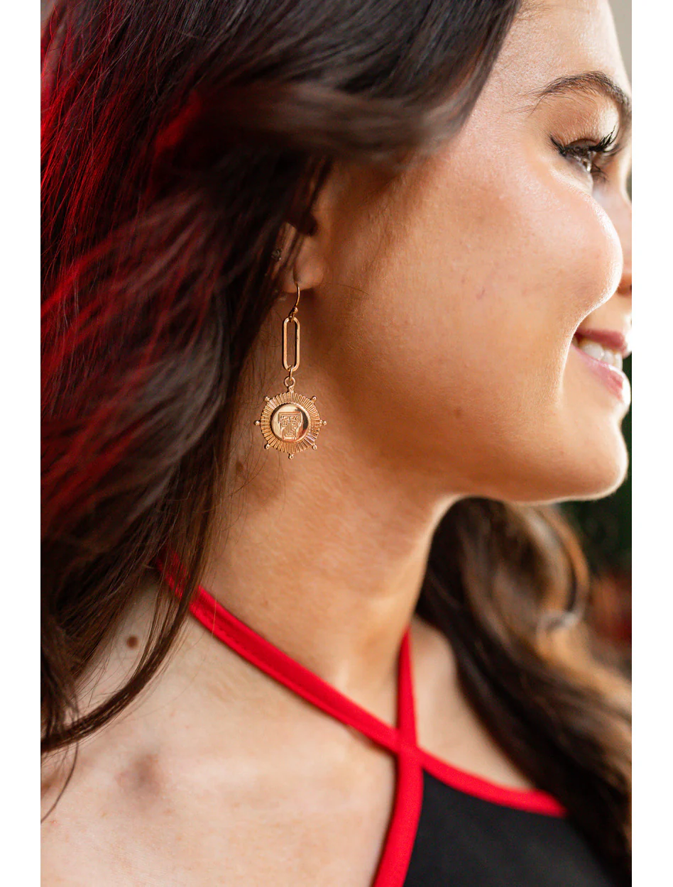 Texas Tech Red Raiders Shelby & Grace "Pixel" Dangle Disc French Wire Earrings - Image 2