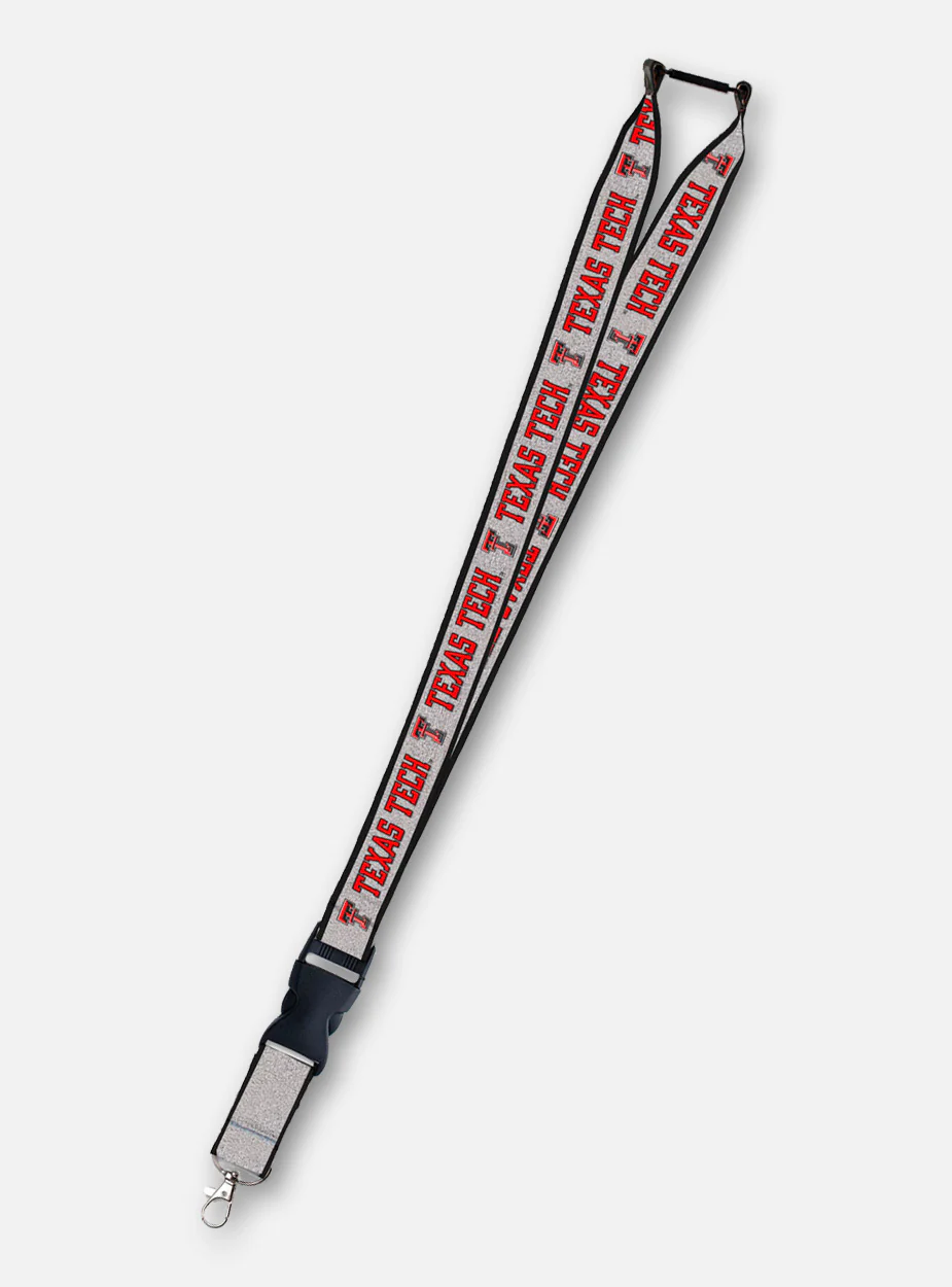 Texas Tech Red Raiders Silver Glitter Lanyard with Buckle