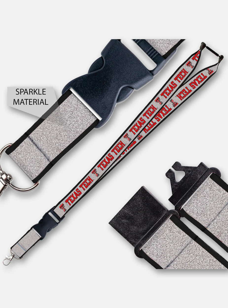 Texas Tech Red Raiders Silver Glitter Lanyard with Buckle - Image 2