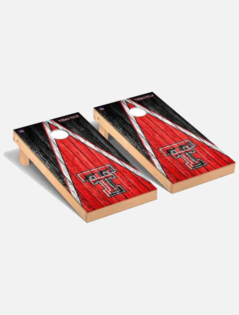 Texas Tech Red Raiders Solid Wood 2x4 Cornhole Board Set - "Weathered Triangle"