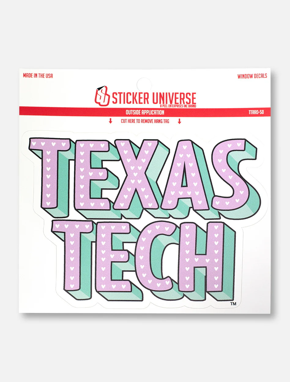 Texas Tech Red Raiders "Stacked Pastel Hearts" Decal
