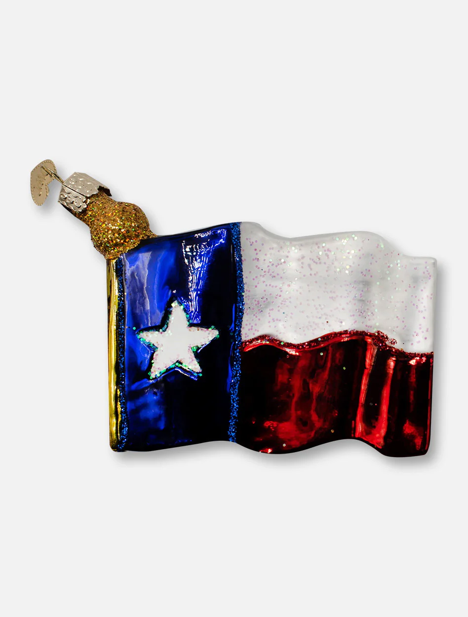 Texas Tech Red Raiders Texas State Flag Glass Blown Ornament