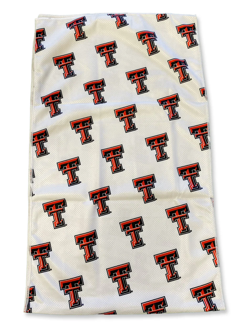 Texas Tech Repeating Double T White Cooling Towel