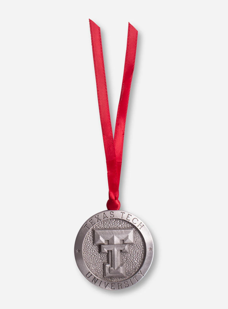 Texas Tech Round Double T Emblem Pewter Ornament