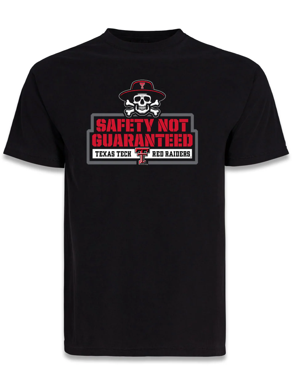 Texas Tech "Safety Not Guaranteed" Black Comfort T-Shirt