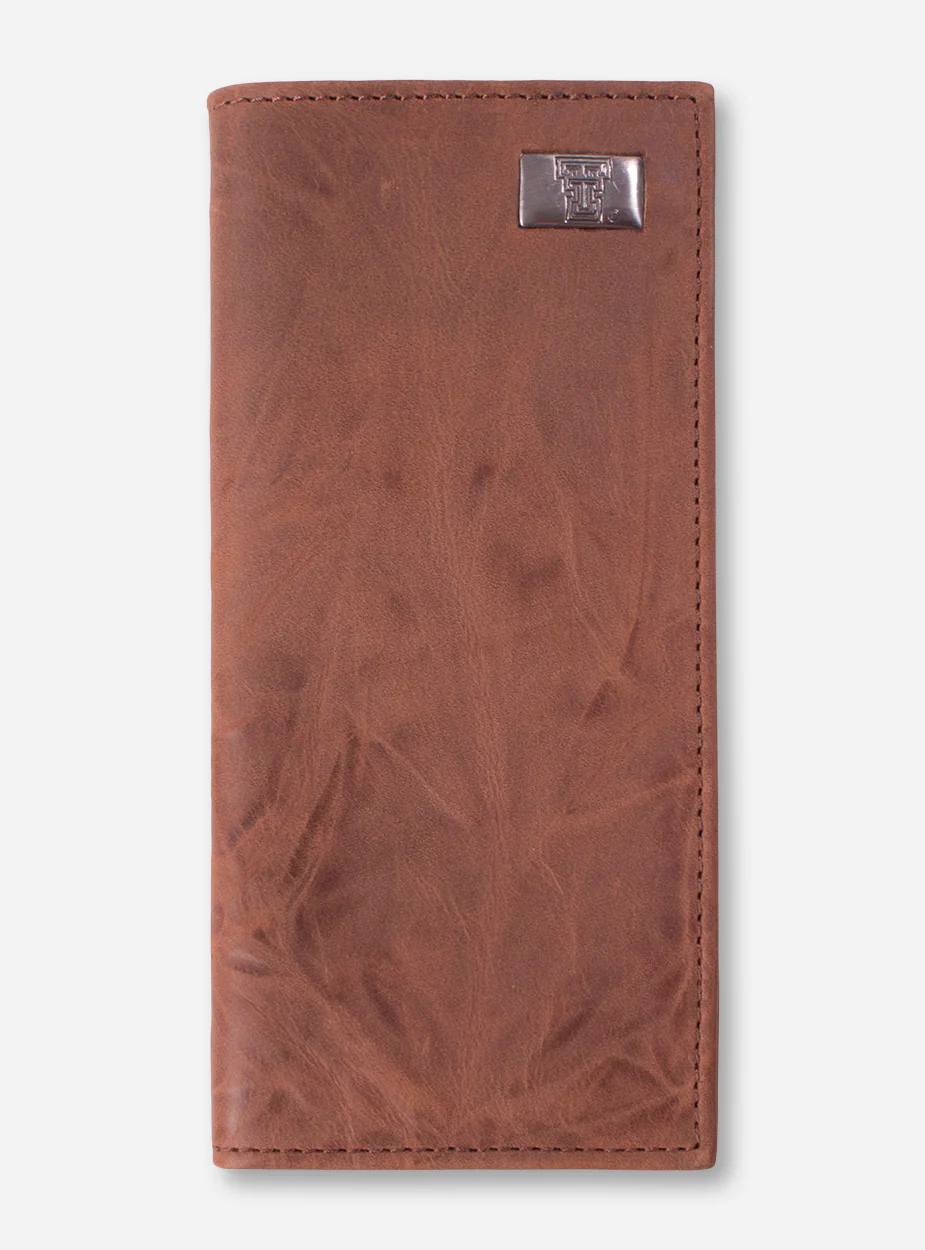 Texas Tech "Secretary" Brown Leather Tall Wallet